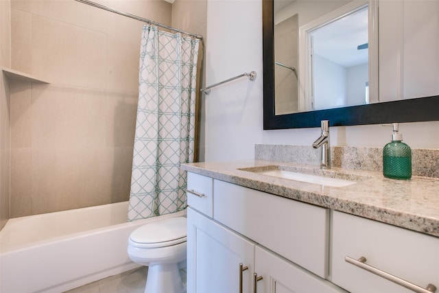 full bathroom featuring vanity, toilet, and shower / bath combo