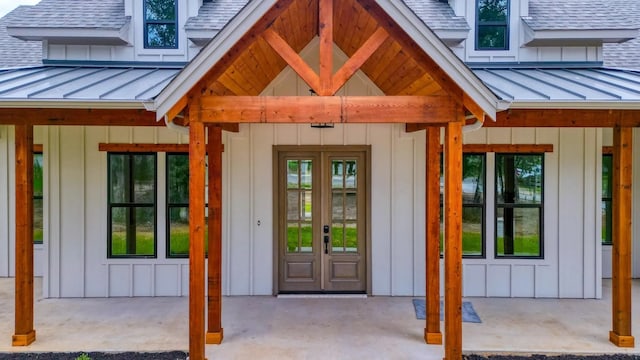 entrance to property featuring french doors