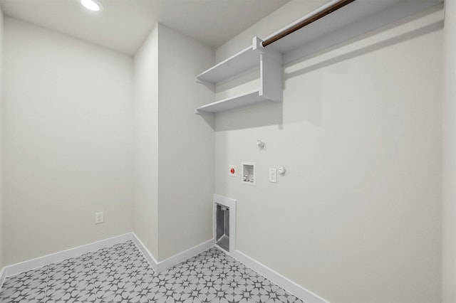 laundry area with washer hookup, hookup for an electric dryer, and hookup for a gas dryer