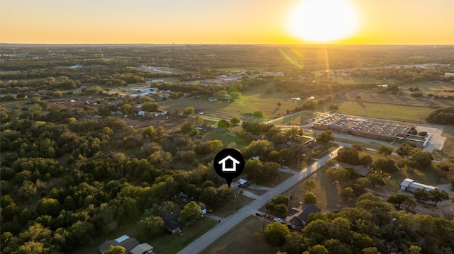 view of aerial view at dusk