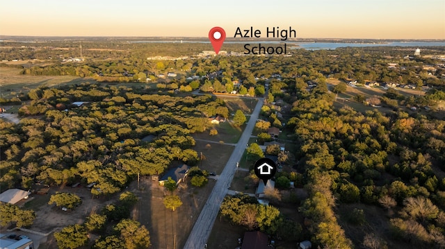 view of aerial view at dusk