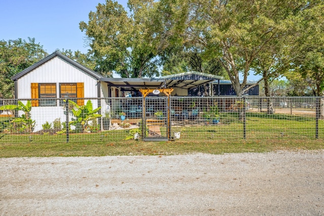 exterior space with an outbuilding