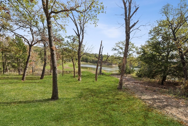 view of yard featuring a water view