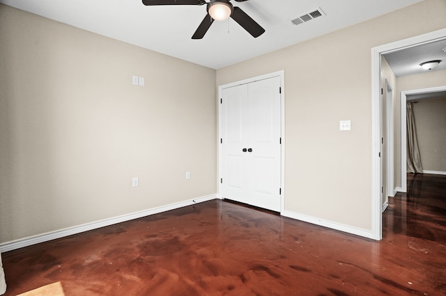 unfurnished bedroom with ceiling fan