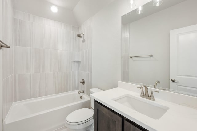 full bathroom featuring vanity, toilet, and bathing tub / shower combination