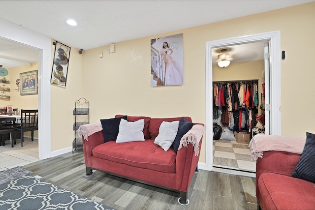 living room with hardwood / wood-style flooring