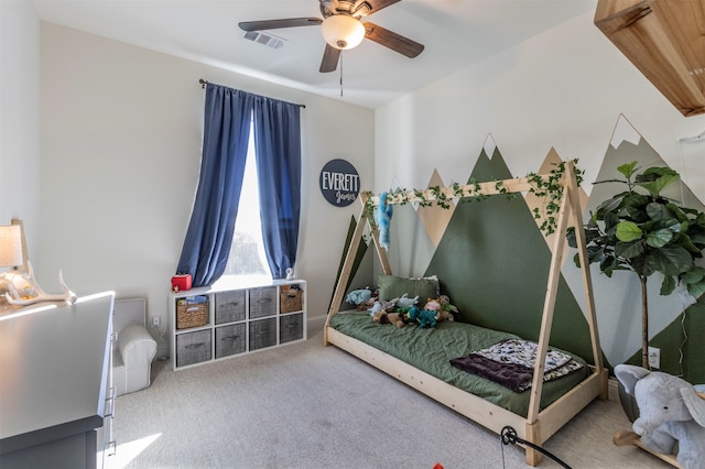 bedroom with carpet and ceiling fan