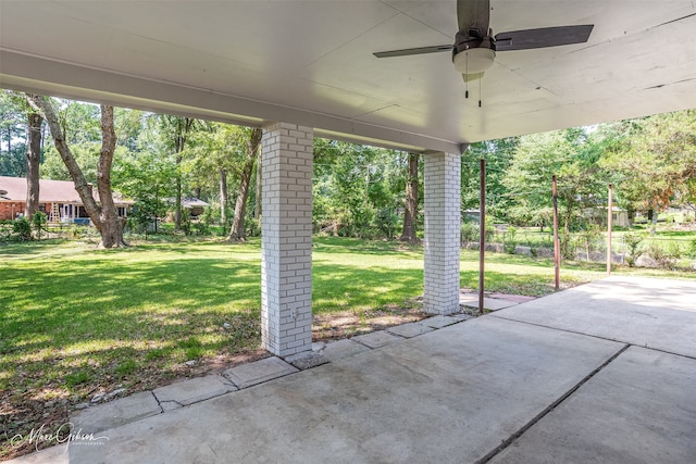 view of patio / terrace featuring ceiling fan