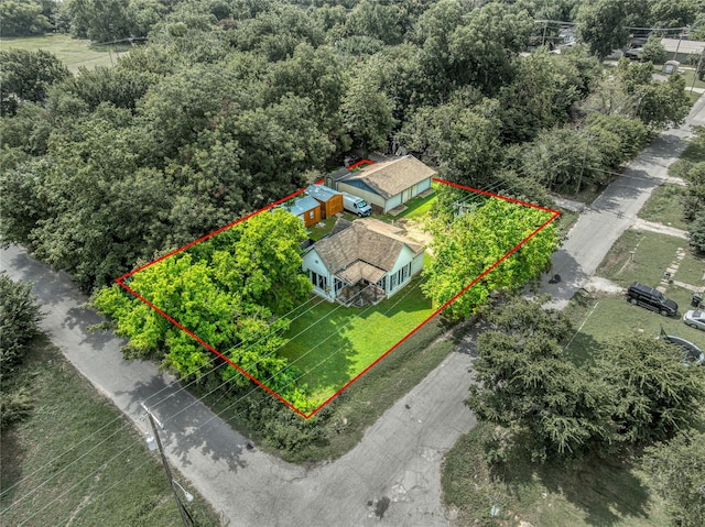 702 S Barrett Ave, Denison, TX 75020 - aerial overview of property's location featuring property parcel outlined