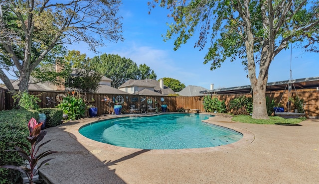 view of swimming pool with a patio