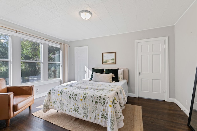 bedroom featuring dark wood-type flooring