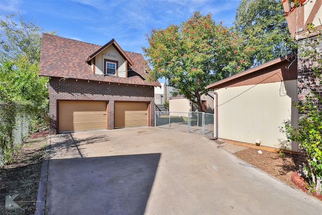 exterior space with a garage