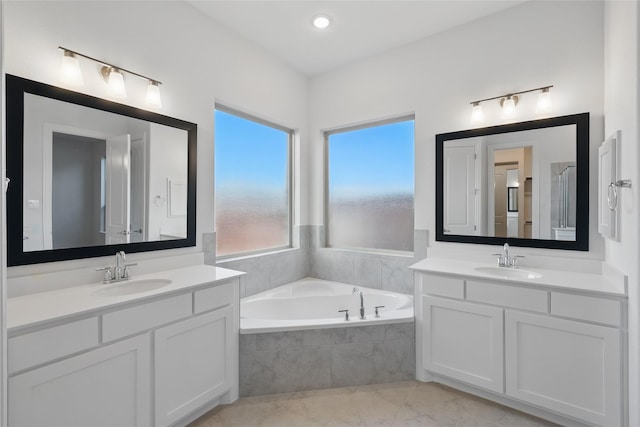 1813 Morning Mist Way, Mesquite, TX 75181 - full bathroom with two vanities and a bath