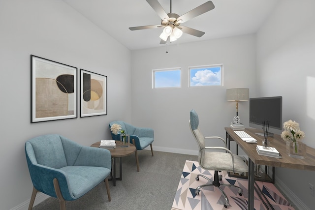 1813 Morning Mist Way, Mesquite, TX 75181 - carpeted office space featuring baseboards and ceiling fan