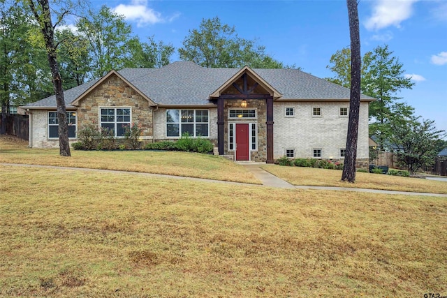 view of front of house with a front lawn