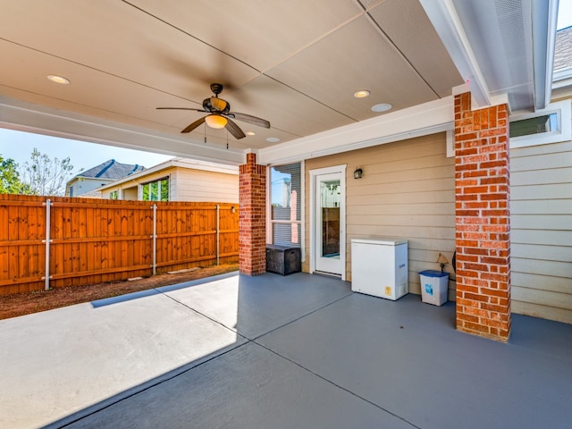 view of patio with ceiling fan