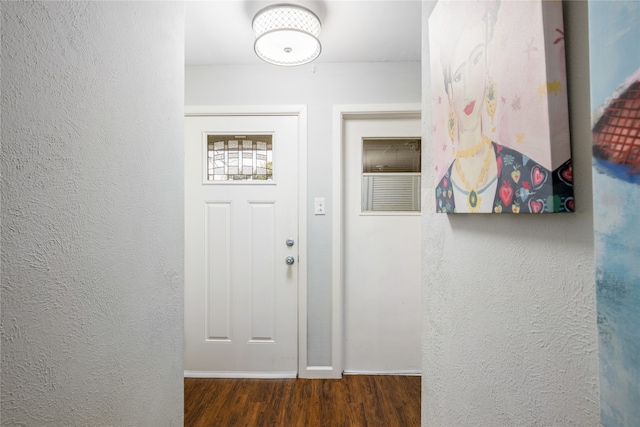 interior space with dark hardwood / wood-style floors