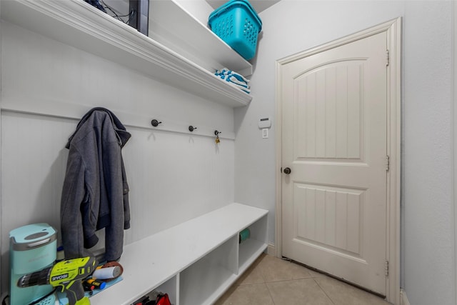 mudroom featuring light tile patterned floors