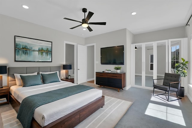 1719 Silver Marten Trl, Arlington, TX 76005 - bedroom featuring access to outside, ceiling fan, recessed lighting, and baseboards