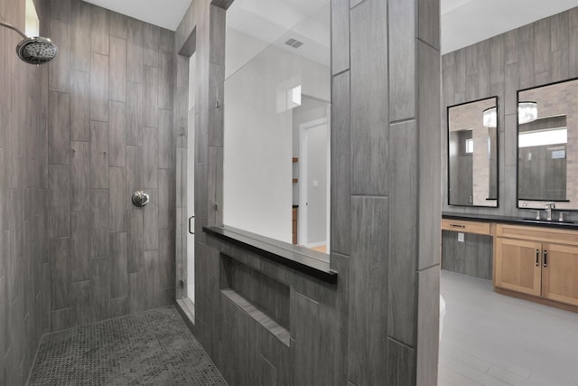 1719 Silver Marten Trl, Arlington, TX 76005 - bathroom featuring visible vents, a shower stall, and vanity