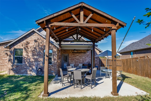 view of patio featuring a gazebo