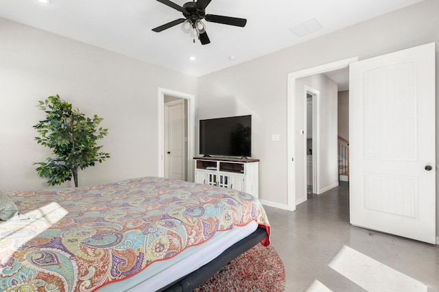 bedroom featuring ceiling fan