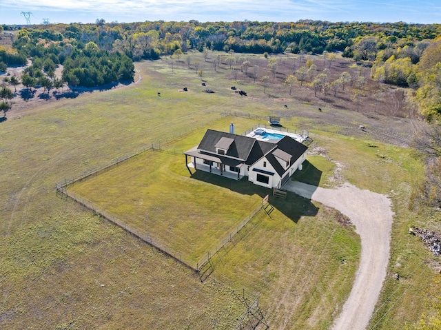 drone / aerial view featuring a rural view