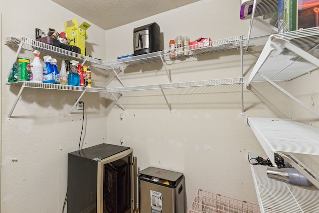 storage room with beverage cooler