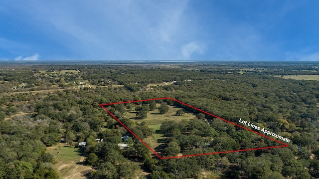 bird's eye view featuring a forest view