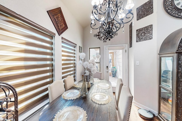 dining area with a chandelier