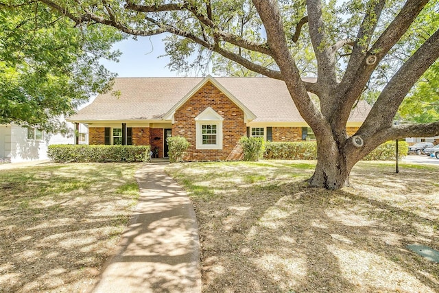 ranch-style home featuring a front lawn