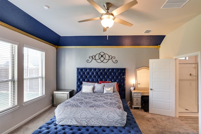 613 Hazeltine Rd, Red Oak, TX 75154 - carpeted bedroom with lofted ceiling and ceiling fan