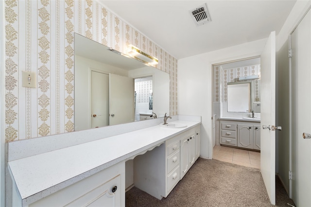 bathroom featuring vanity and tile patterned floors