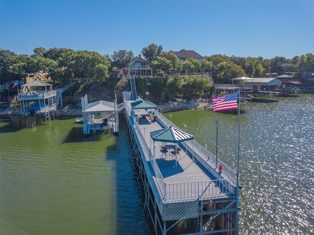 view of dock featuring a water view