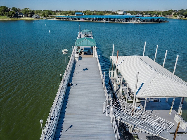 view of dock featuring a water view