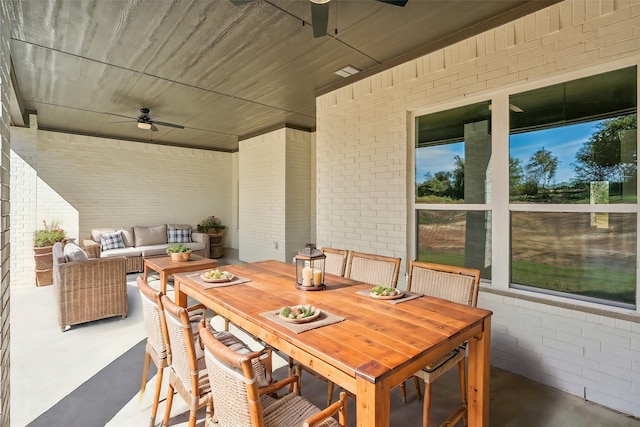 view of patio / terrace with outdoor lounge area and ceiling fan