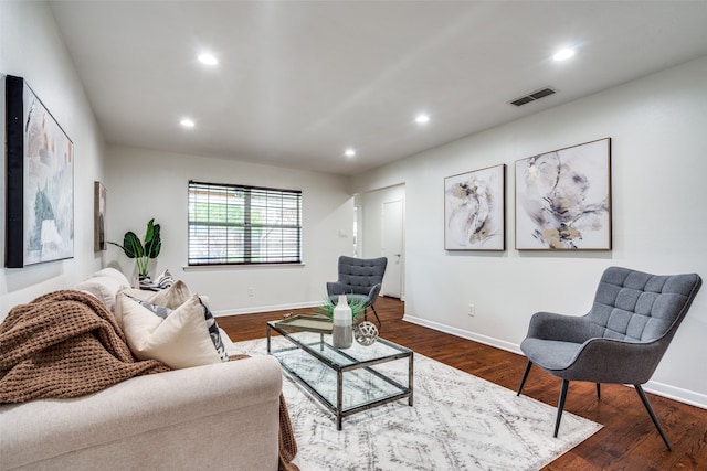 living room featuring dark hardwood / wood-style floors