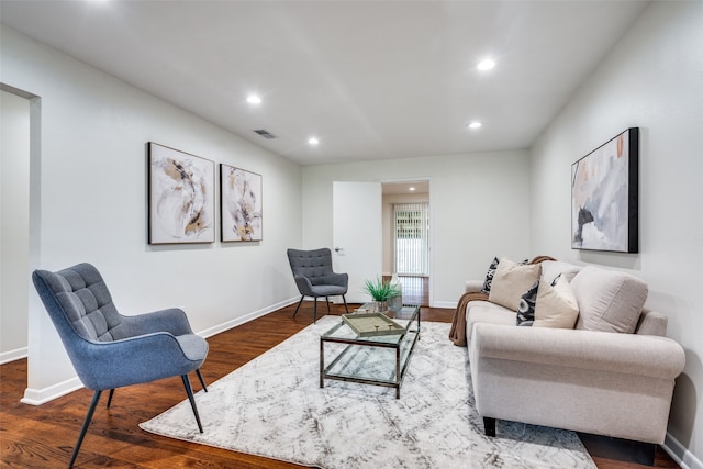 living room with wood-type flooring