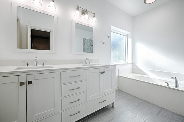 bathroom featuring vanity and a bathtub