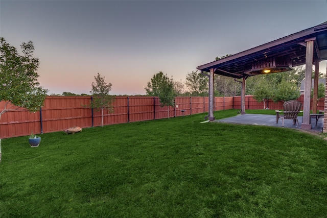 yard at dusk with a patio