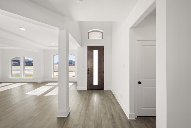 foyer with hardwood / wood-style flooring