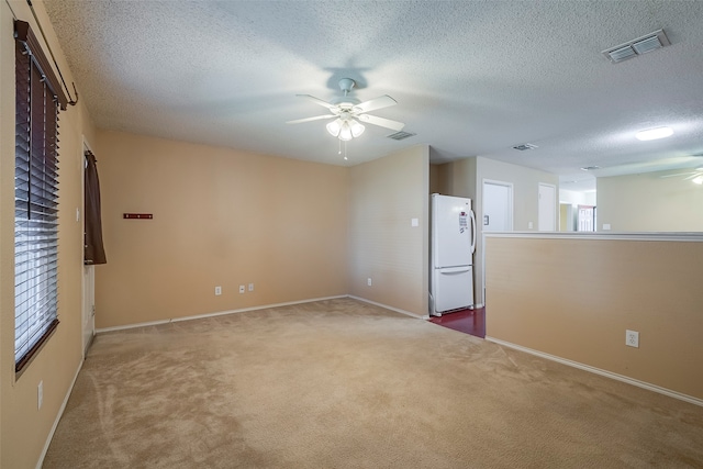 unfurnished room featuring a wealth of natural light, a textured ceiling, and carpet flooring