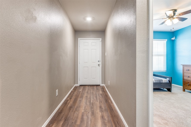 hall featuring dark hardwood / wood-style flooring