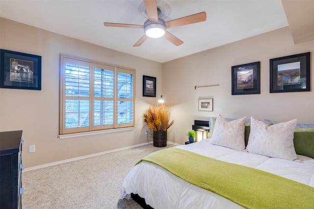 bedroom featuring carpet and ceiling fan