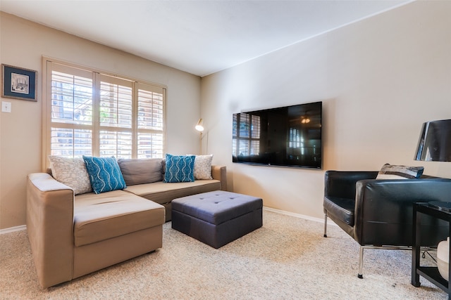 living room with carpet flooring