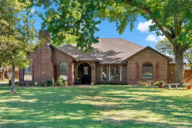 tudor house featuring a front yard