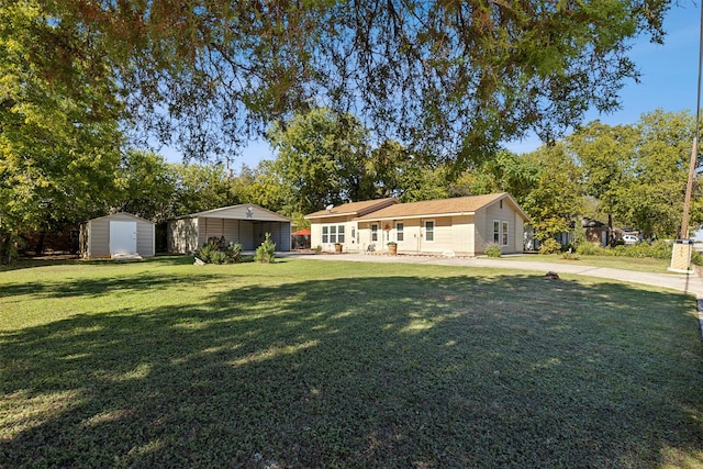 exterior space featuring a shed and a carport