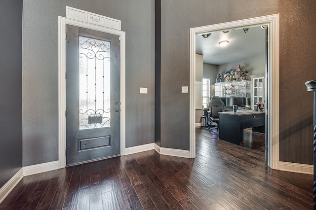 entrance foyer featuring dark hardwood / wood-style flooring