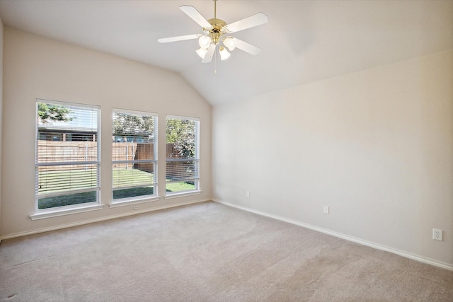 4301 Stonecrest Ct, Fort Worth, TX 76244 - spare room featuring light colored carpet, lofted ceiling, ceiling fan, and baseboards
