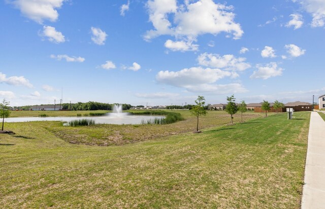 view of yard with a water view